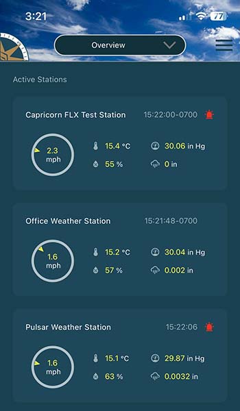 Weather App Overview Screen